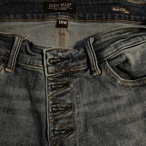 Judy Blue boot cut button fly jeans.